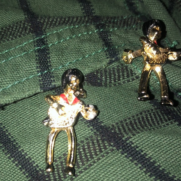 None Other - The Beatles vintage Gold and Red Figurine Brooch Set